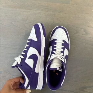 Nike Men's White and Purple Dunks